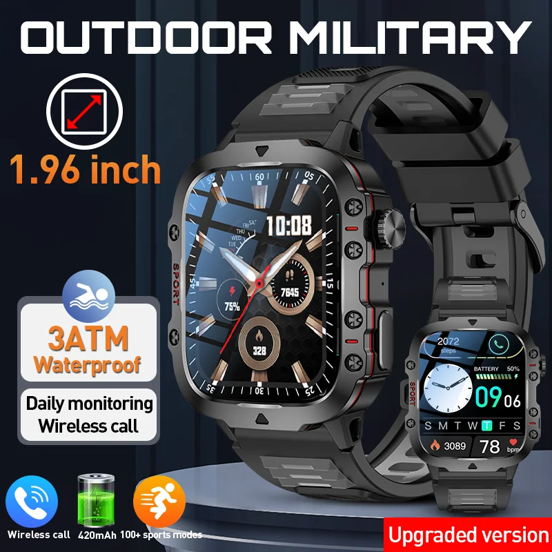

LIGE 2026 Rugged Military Smart Watches Men's Bluetooth Call IP68 Waterproof Sport Heart Rate Outdoor Smartwatch For Android IOS