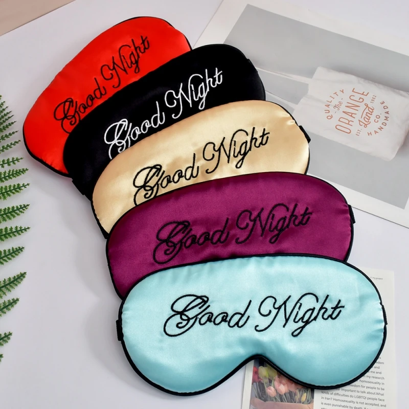 Embroidered Silk Sleep Mask Silk Eye Mask Soft Blackout Blindfold With Adjustable Strap Sleeping Eye Cover Mask For Travel