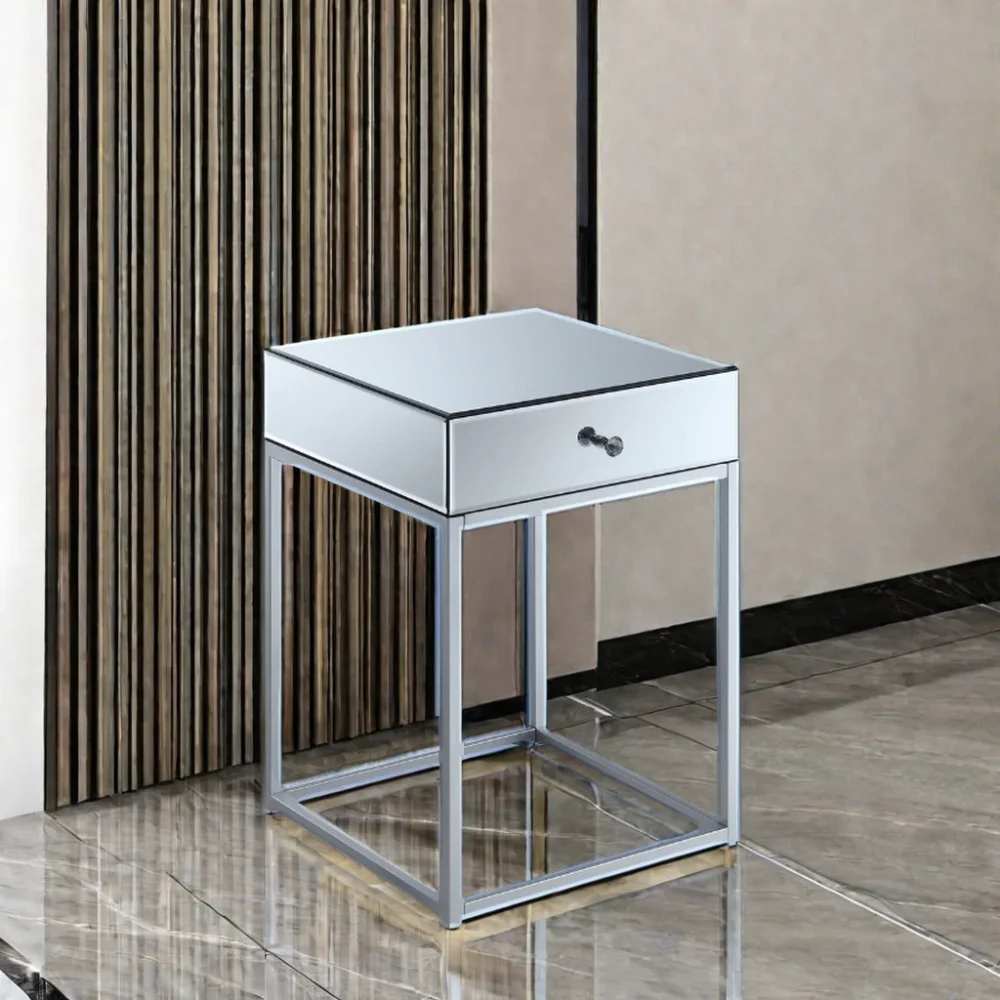 Hot Sell 7 Days Delivery  in Stock Convenience Concepts Home Furniture Mirror Reflections Modern Metal End Table for Living Room