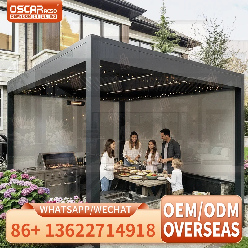 Waterproof Adjustable Balcony Pergola with Durable Aluminum Frame 188KM/H Wind resistant for 7 Years Elegant Resilient Awning Ve