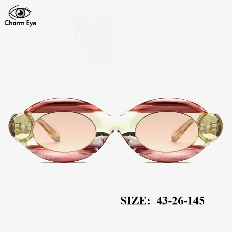 

Elliptical Small Frame Hip-hop Sunglasses Pink Lenses for Women Retro Thick Color Blocked High-end Acetate Polarized Sun Glasses