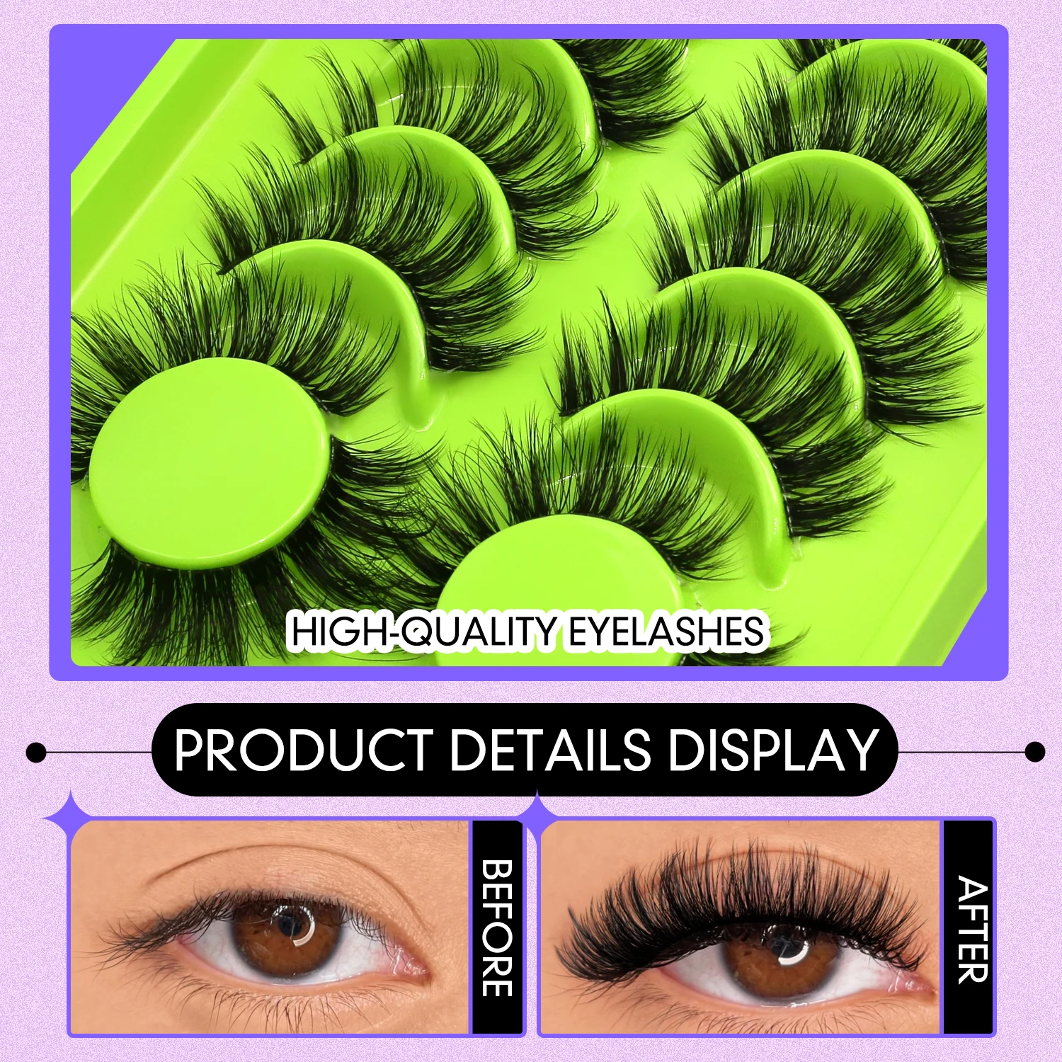 Lasvirey رموش سميكة رقيق القط رموش 8D رقيق حجم رموش اصطناعية D حليقة دراماتيكية سميكة كامل قطاع واضح الجذعية جلدة #5