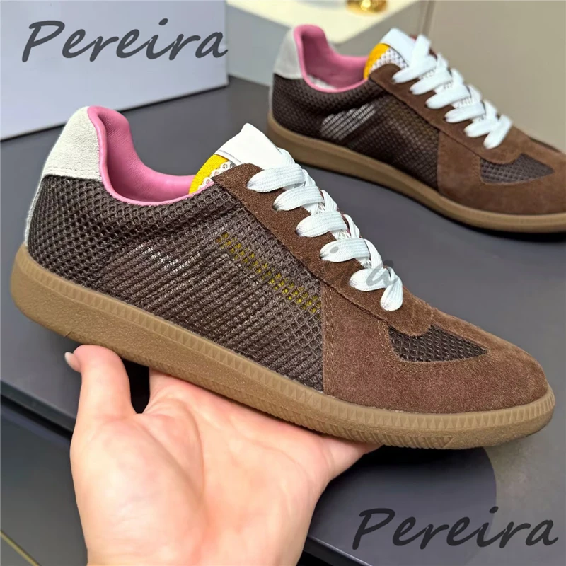 

Summer Mesh Patchwork Sports Shoes for Men Trendy Thick Soled Lace-Up Training Shoes Breathable Comfort Couple Casual Sneakers