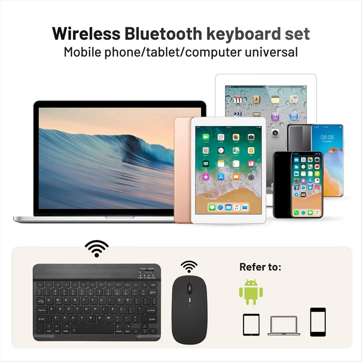 a16i-10-インチ-bluetooth-キーボード、バッテリー駆動マウス付き超薄型ワイヤレスマウスとキーボードセット、android-a-用