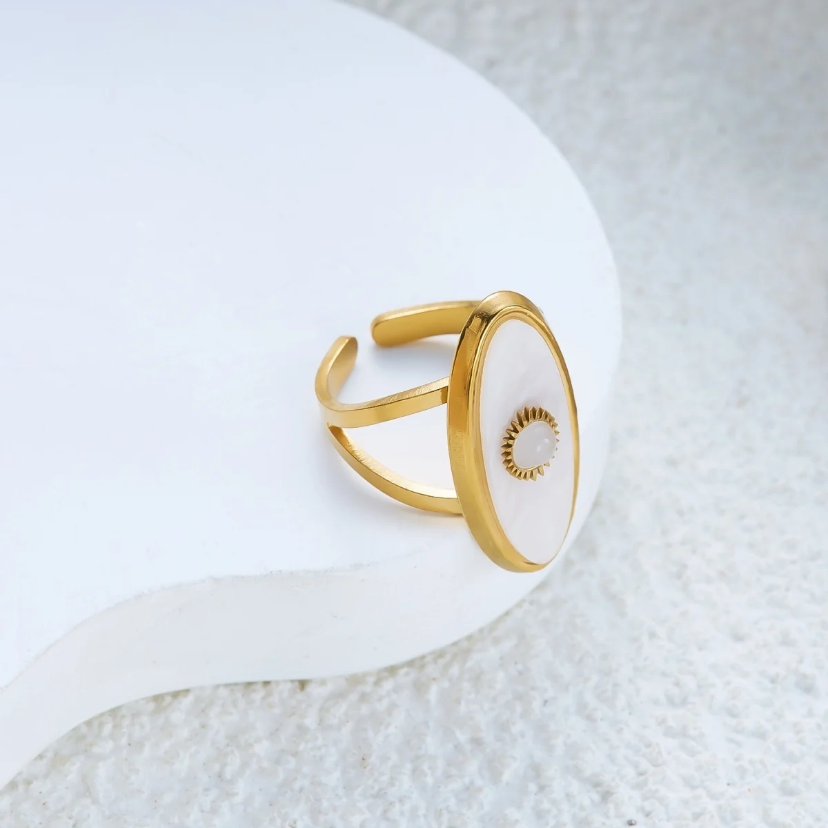 Ästhetische, natürliche Kieselsteine, spiralförmige, imitierte Perlen, strukturierte, gewellte Ringe für Damen und Herren, Edelstahl, geometrischer Ring, Schmuck. – Detail 25