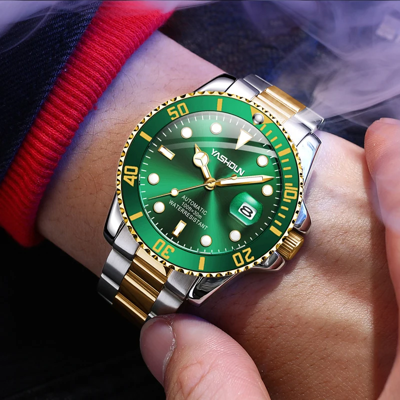YASHIDUN トップブランド メンズ 自動巻き腕時計 機械式腕時計 防水 ステンレススチール製 スポーツ クラシック 男性用