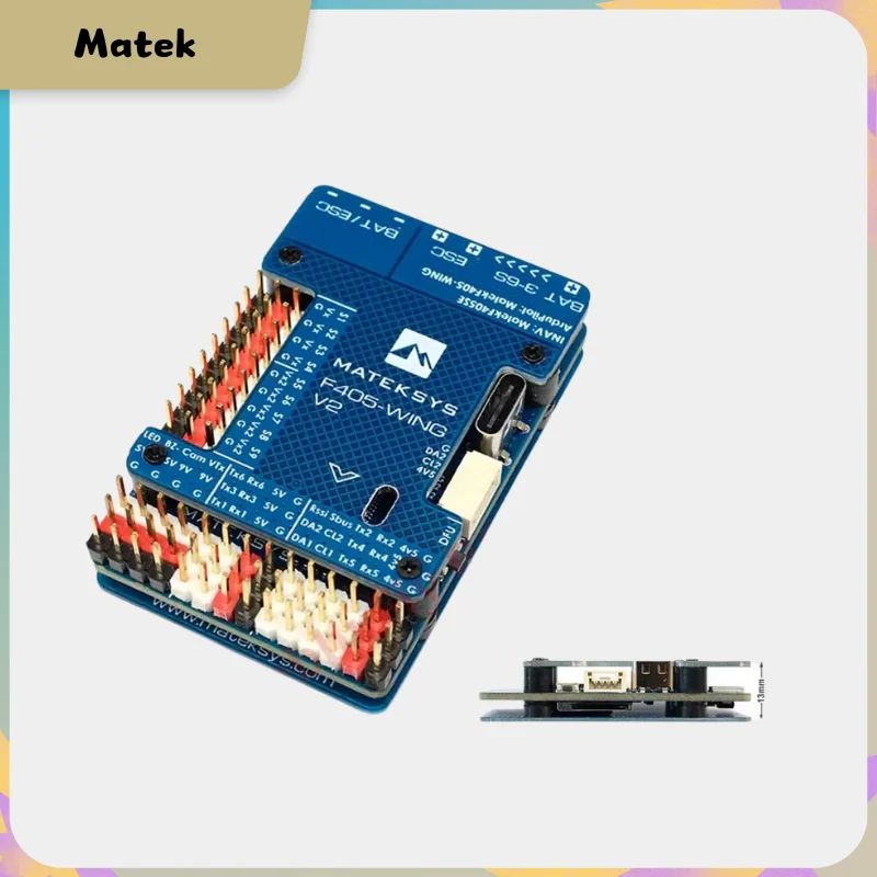 

Matek MATEKSYS F405 WING V2 STM32F405RGT6 Контроллер полета Встроенный слот ICM42688P OSD SD для ArduPilot/INAV RC игрушечный самолет
