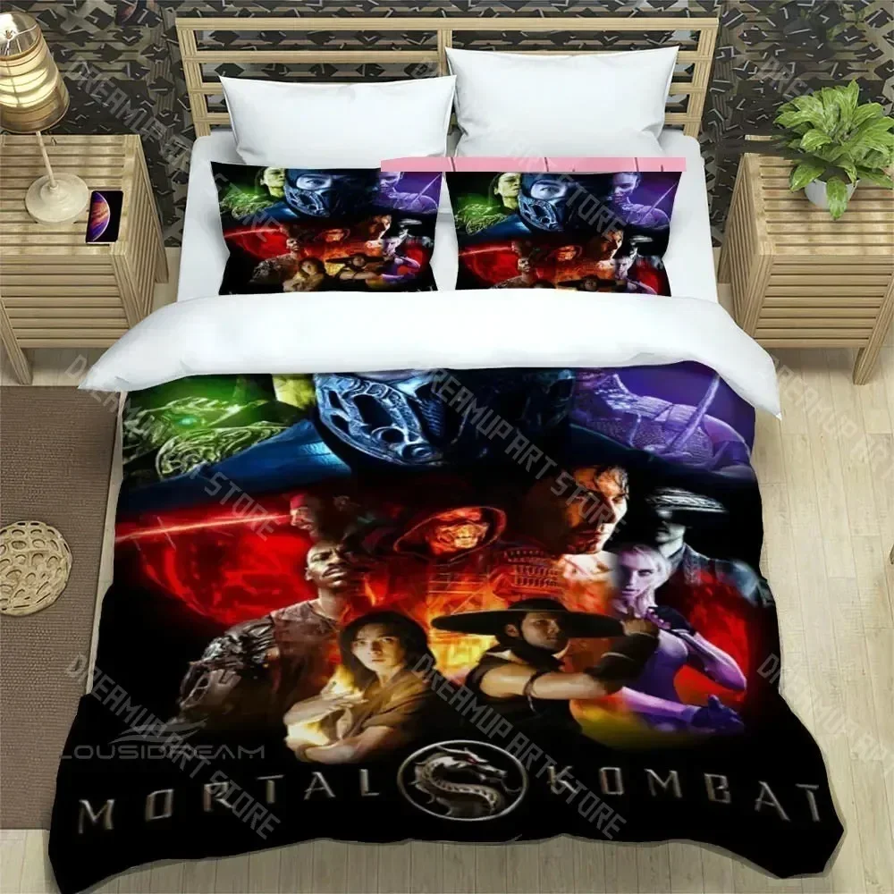 Exquisite 3D Print Mortal Kombat Logo Cartoon Bedding Set Boys Girls Twin Queen King Size Duvet Cover Pillowcase Bed Boys Adult