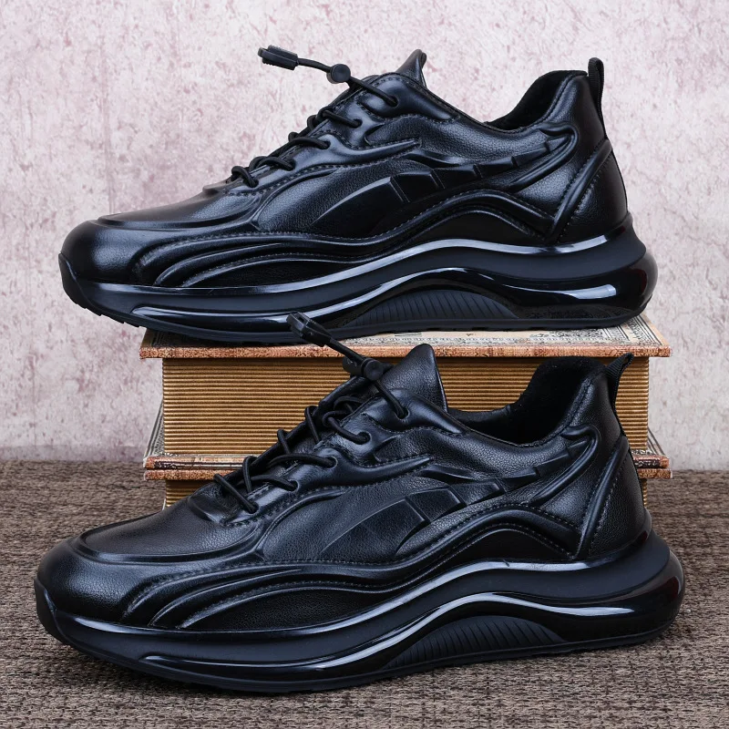 

Мужская кожаная обувь, амортизирующая дышащая нескользящая повседневная спортивная обувь на толстой подошве, молодежная удобная обувь для прогулок, бега на открытом воздухе