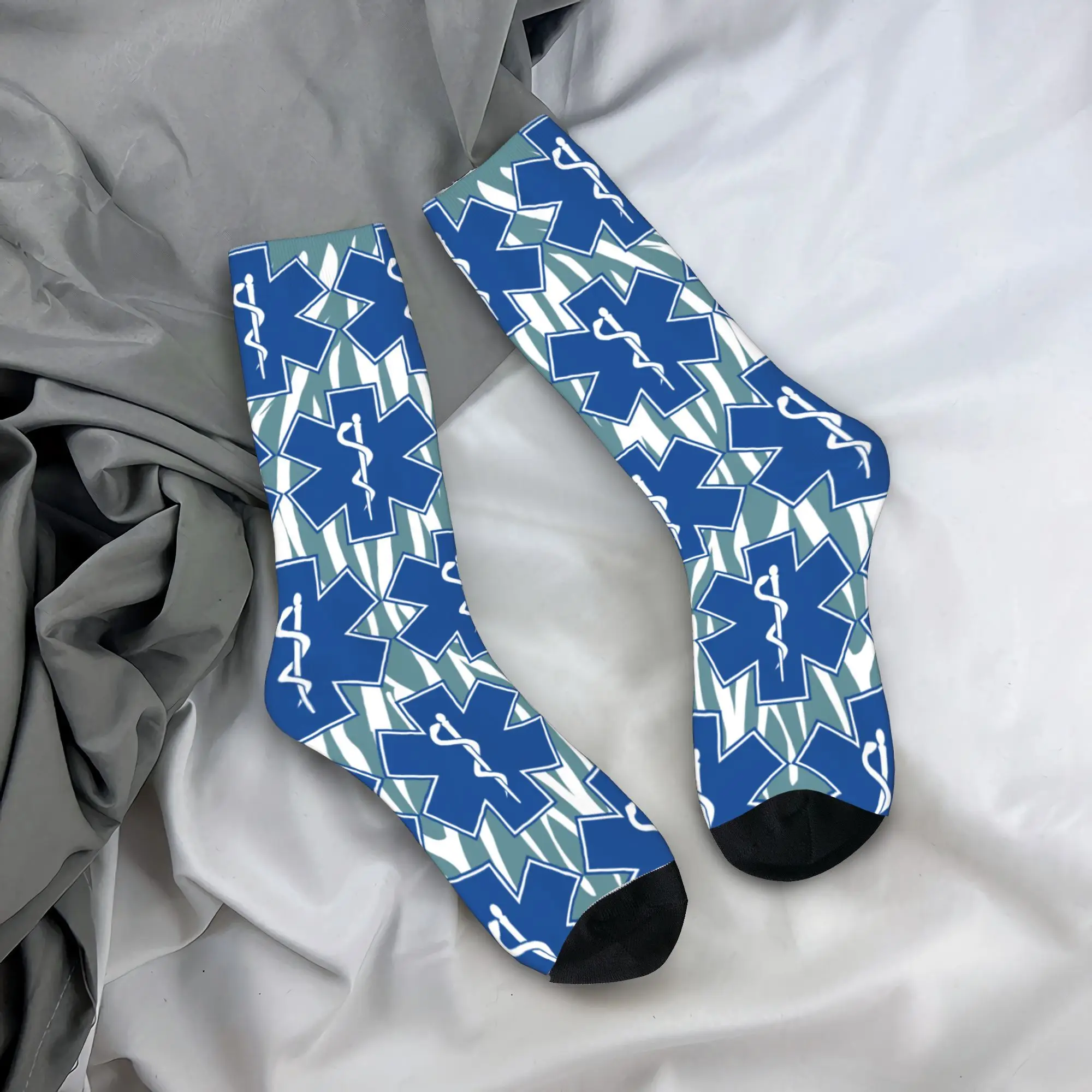 Custom Star Of Life Cute Men's Zebra pattern Dress Socks Unisex Comfortable Warm 3D Print  Crew Socks
