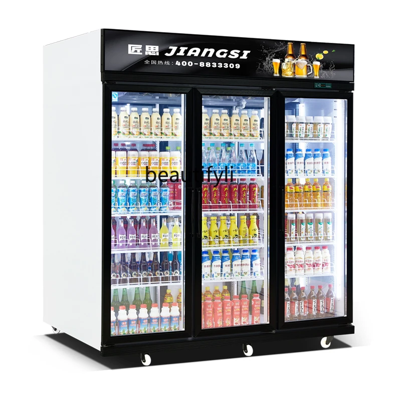 Front and Rear Opening Refrigerated Display Cabinet Rear-loading Beverage Cabinet Upright Refrigerator Air-cooled Freezer