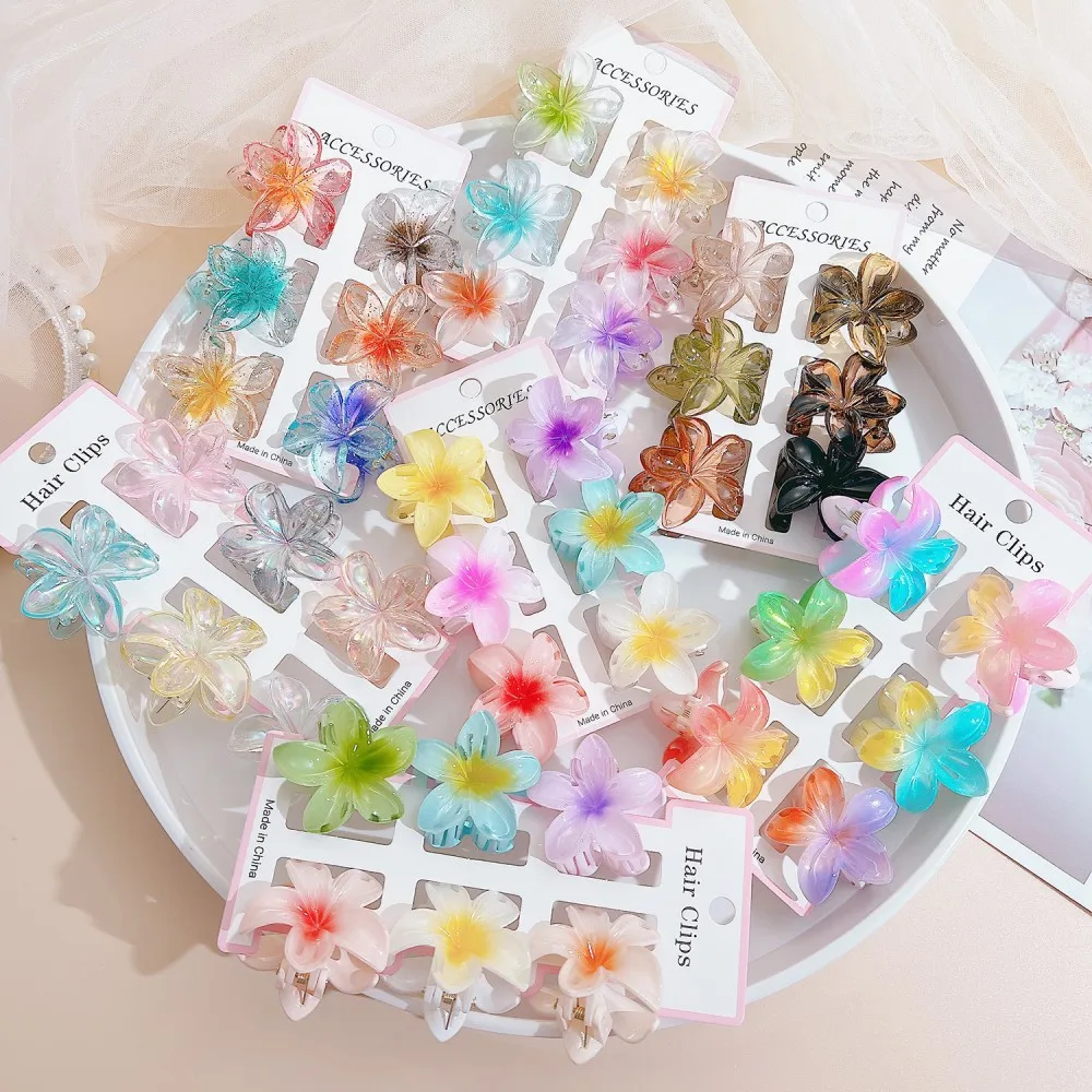 

6 шт., модные красочные прозрачные цветочные маленькие заколки для волос, зажим для волос, заколка для толстых тонких аксессуаров для волос для женщин