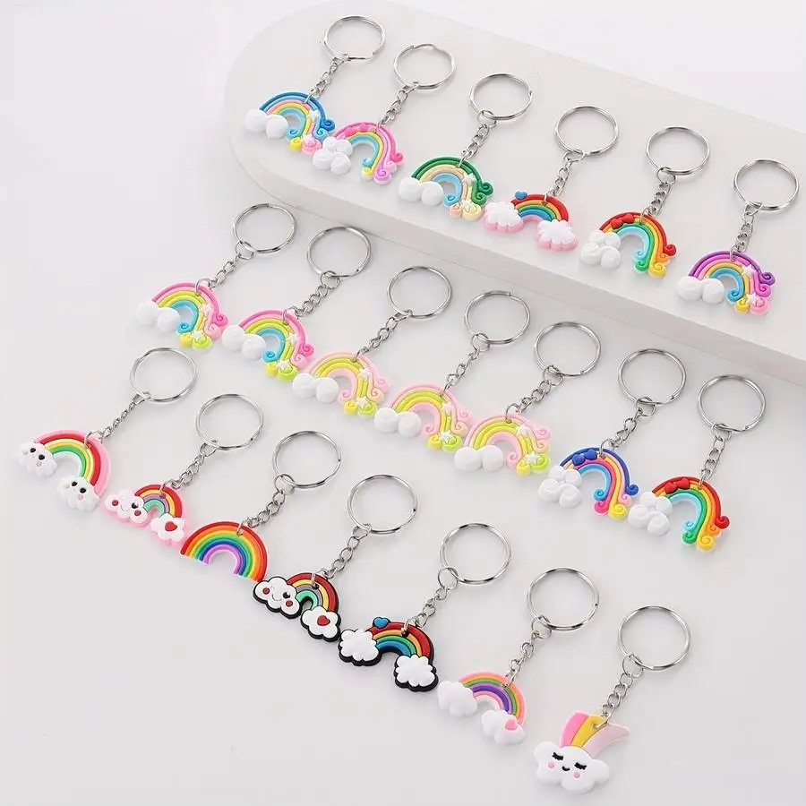 1/5/10/20/50/100pcs Pastel Rainbow Keychains - Arc-shaped Rainbow Keys with Chains, Prizes, Back-to-School Party Favors, Student