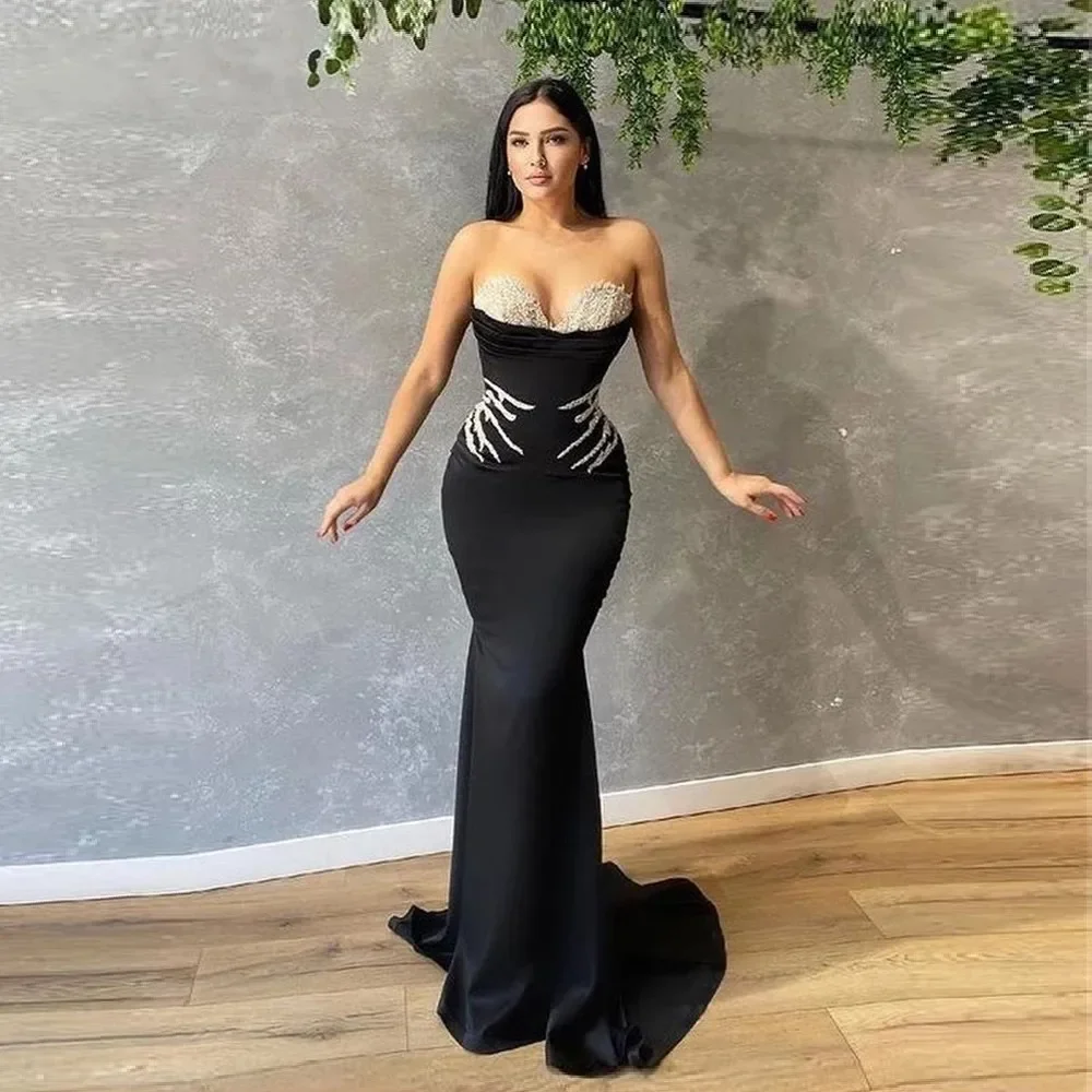 

Black Meramid Prom Dress Sequined Sparkly Robe De Soiree Sweetheart Long Evening Dresses Formal Party Gowns Hot