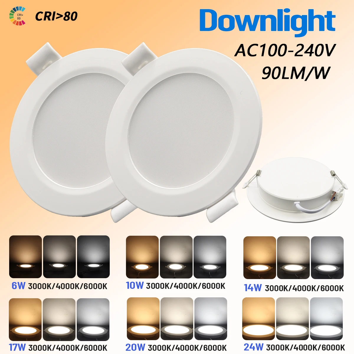 

2-10pcs/lot Round Led Panel Light Led Downlight AC100-240V 3000K 4000K 6000K 10W 17W 24W Spot for Home Foyer Indoor Lighting