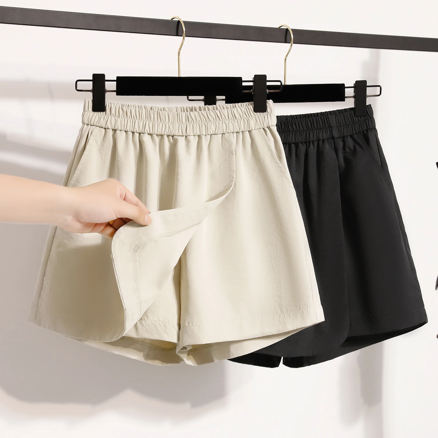 Plus Size Shorts Skorts For Women Summer 2025 New High Elastic Waist A Line Loose Shorts Women Korean Fashion Elegant Shorts