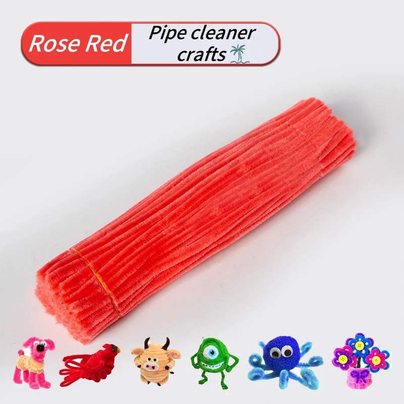 100-delige pijpreinigers chenille-steel, effen kleur pijpreinigers set voor pijpreinigers doe-het-zelf kunst ambachten decoraties