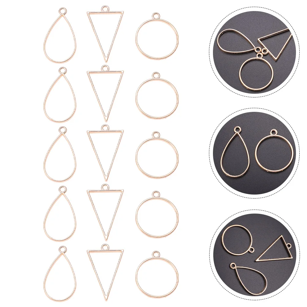 

45pcs Hollow Epoxy Pendant DIY Jewelry Accessories Silver Zinc Alloy Open Bezel Resin Triangle Drop Round Pendants Charm Craft