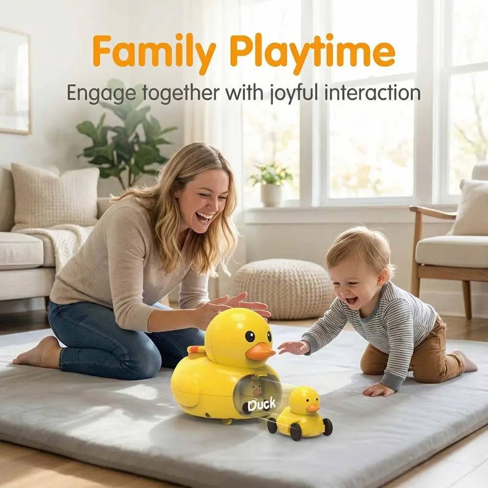 

Cartoon Design Yellow Duck Launching Toy Press Go Early Education Mini Press Go Ejector Vehicles Parent-Child Interactive