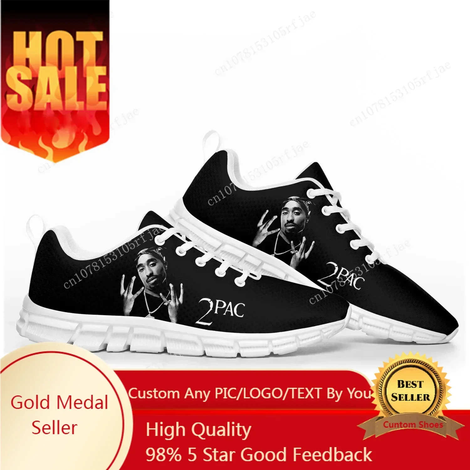 2Pac Hip Hop Rapper Tupac Pop Sports Shoes Mens Womens  Sneakers Custom Couple Shoes White