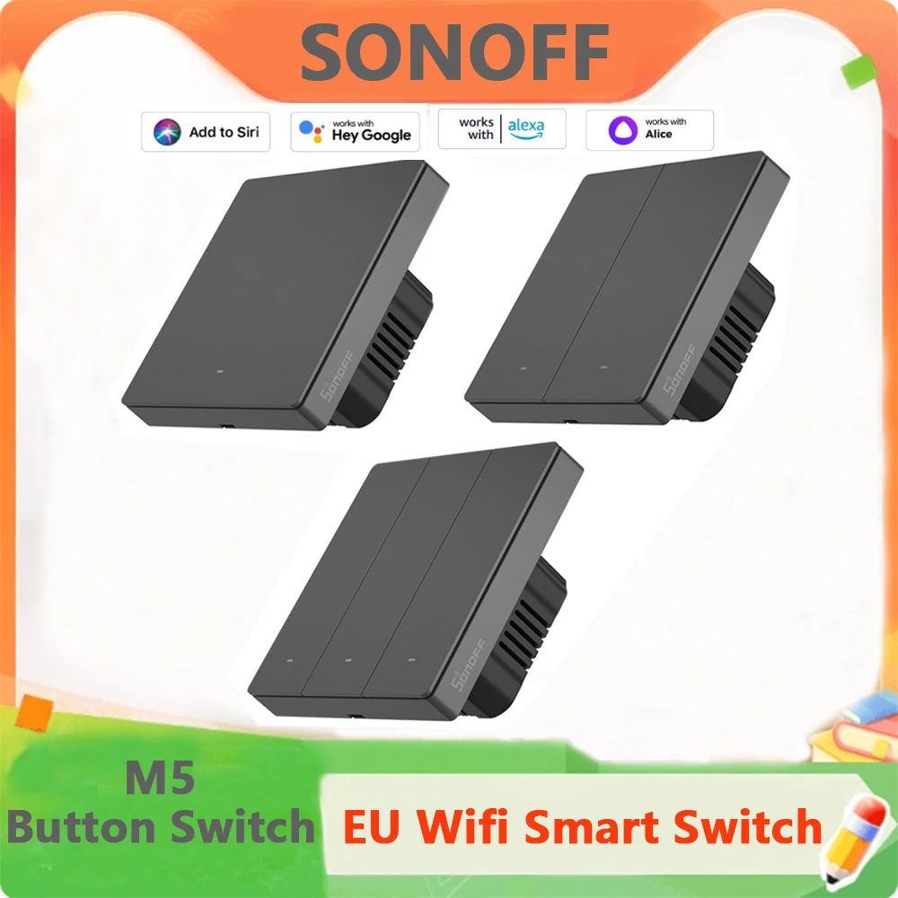

SONOFF M5 SwitchMan EU 86 Тип Умный настенный переключатель Wi-Fi Механический умный переключатель с голосовым управлением работает с Alexa Google Home
