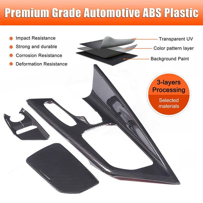 For Chevrolet Corvette C8 2020-2024 Car Accessory ABS Carbon Fiber Car Console Gear Shift Panel Cover door armrest Trim Sticker