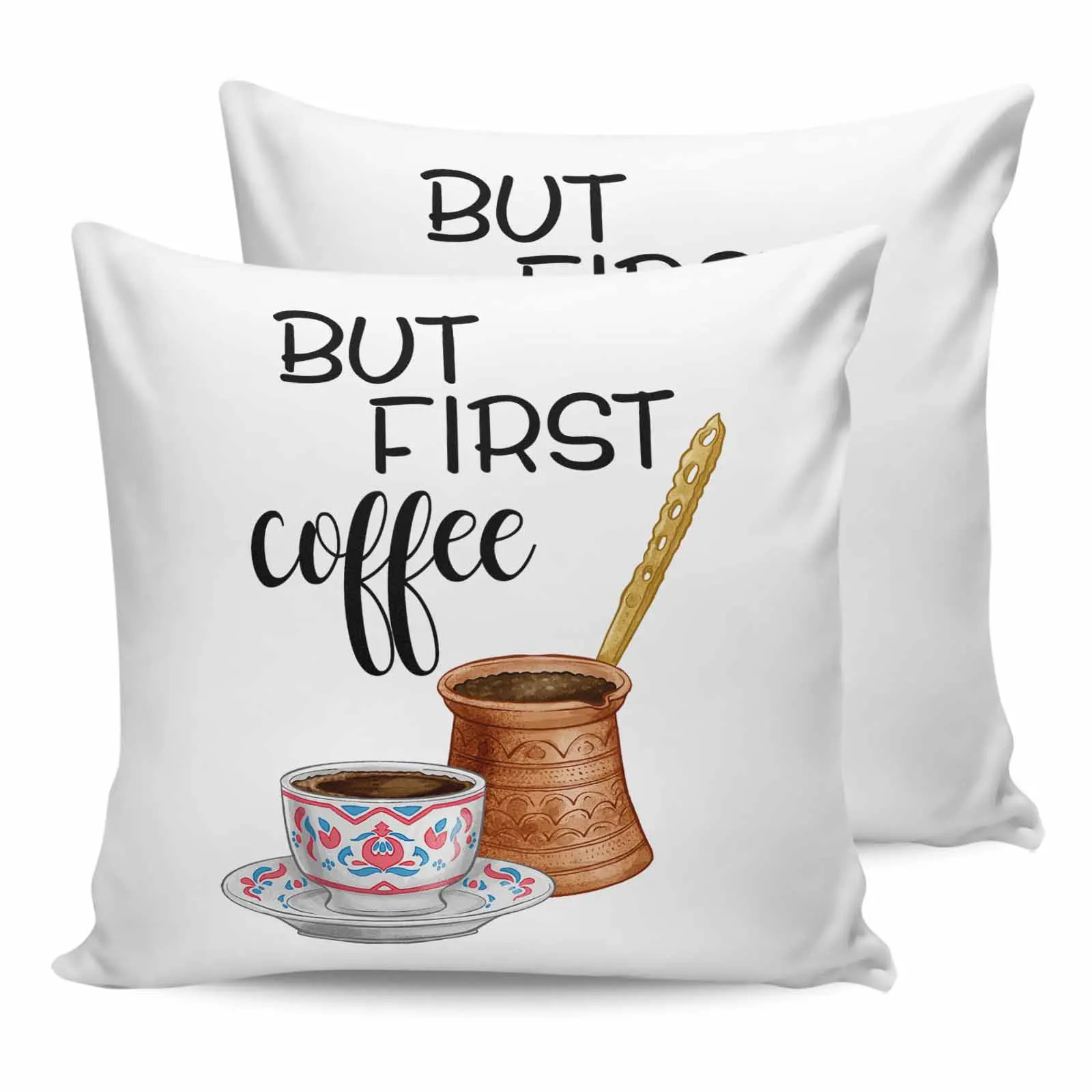 2/4 Pcs Coffee Cup Waterproof Pillowcase Office Sofa Throw Pillow Case Car Cushion Cover Home Decor