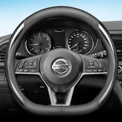 Leather Car Steering Wheel Cover For Nissan DAYZ D22 350Z Livina Sentra Versa Skyline 2012 - 2015 2016 - 2024 Car Accessories