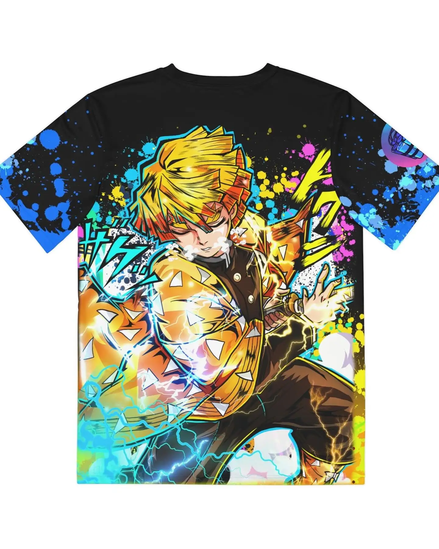 Trendy Unisex Crew Neck Collectible Demon Slayer Zenitsu Anime Tee Soft Top Ideal For Night Out And Casual Street Style Looks