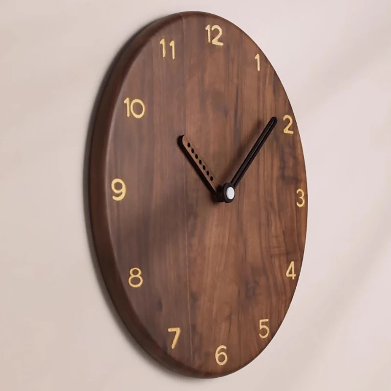 Creative Wall Clocks Retro Walnut Wood Watch Design Living Room Clock Wall Home Decor Modern Bedroom Aesthetic Decoration Gift
