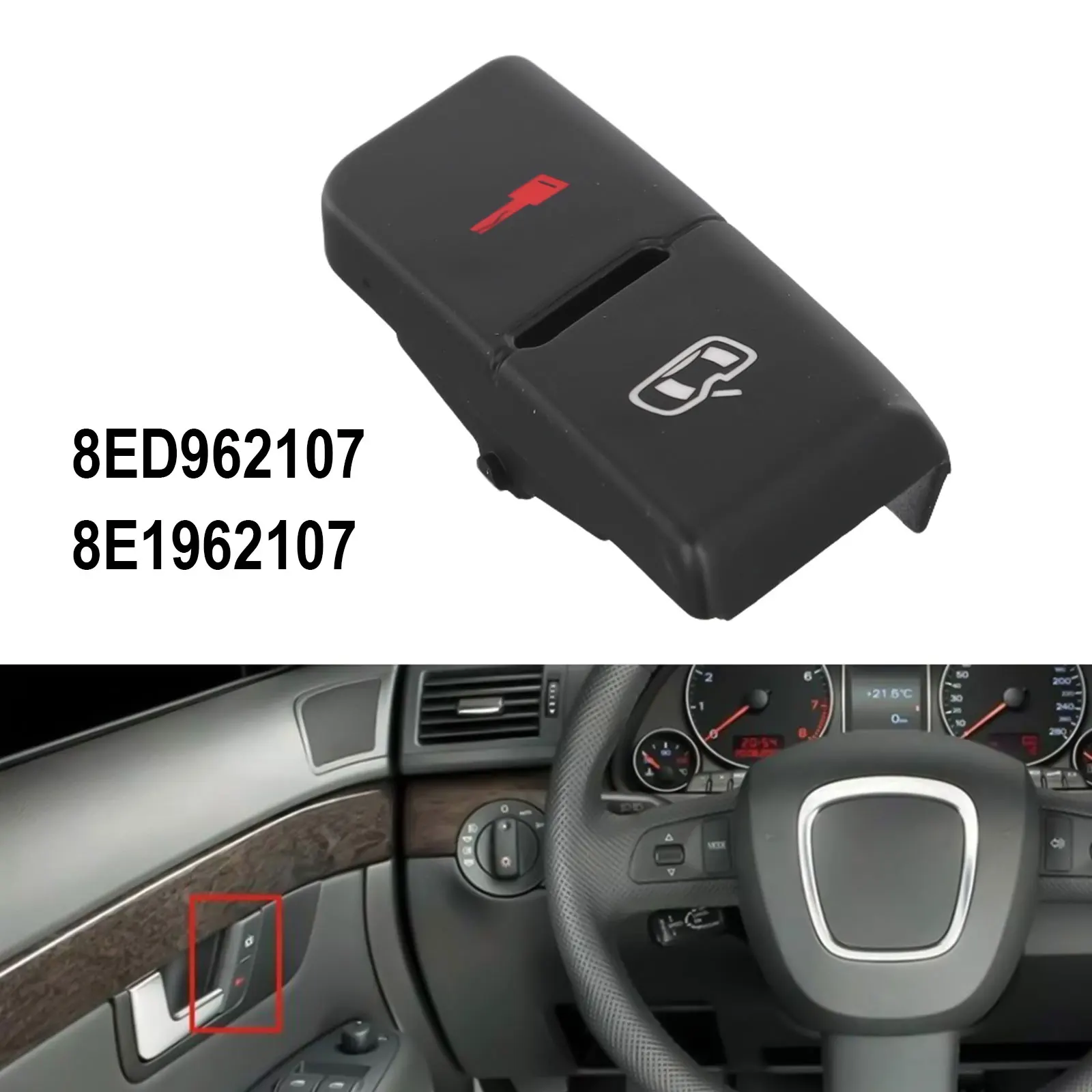 

Front Left Central Door Lock For Unlock- Switch Button Cover 8ED962107 Black Plastic For Audi- B6 B7 A4- S4 RS4 Exeo 2001-2008