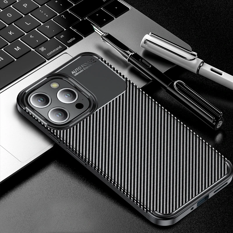 Fibra De Carbono Padrão Phone Case Capa, Protetor Shell, Shell, iPhone 16 Pro Max, iPhone 16Plus