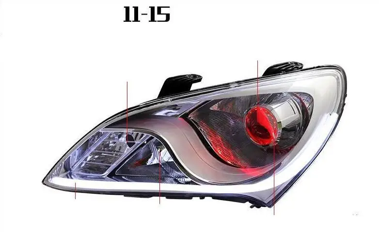 Car Styling for Hyundai Elantra Headlights 2010~2013 Elantra LED Headlight DRL Bi Xenon Lens High Low Beam Parking HID Fog Lamp