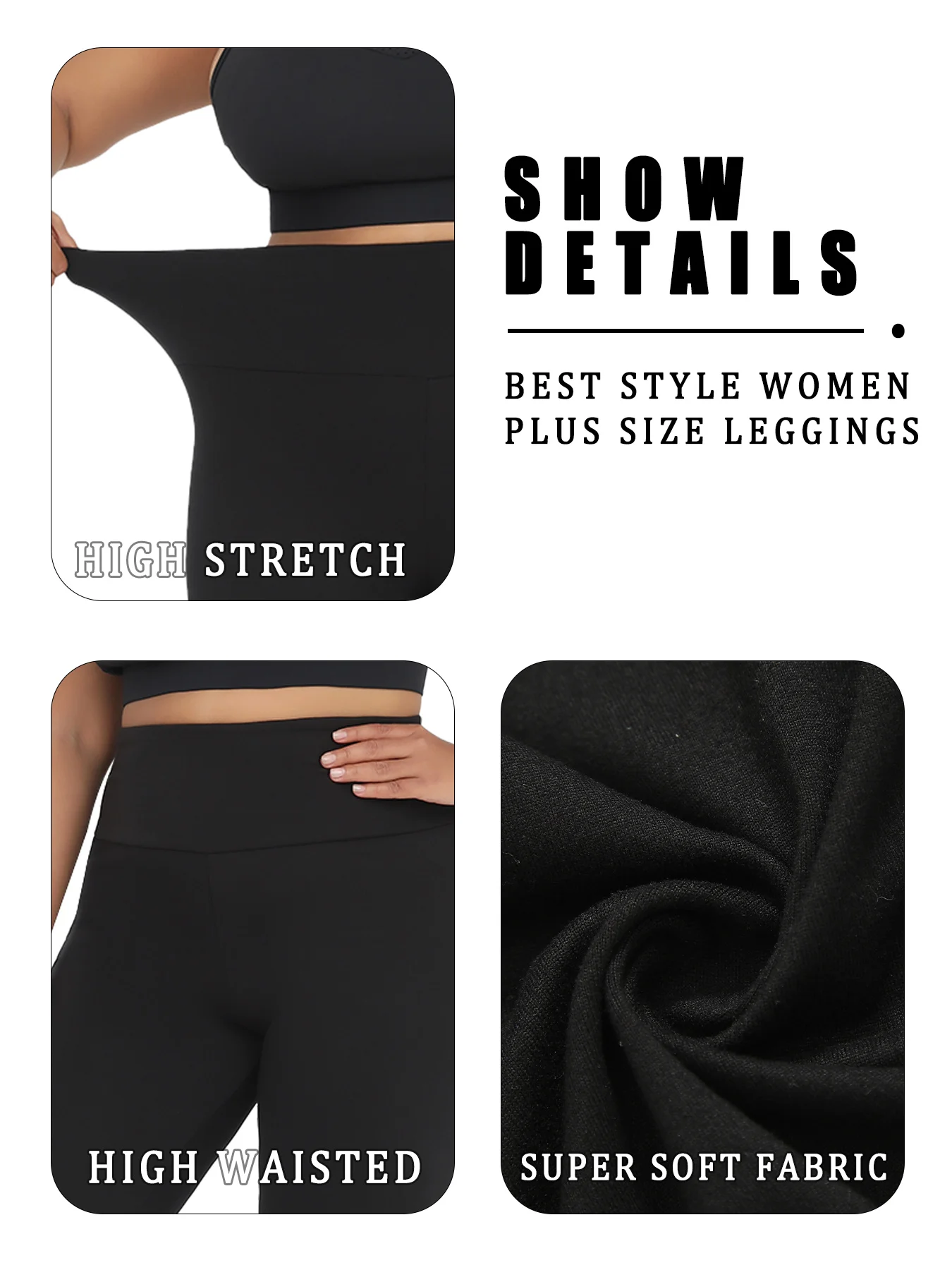 Plus Size Women's Super Soft Leggings High Waisted Tummy Control Workout Yoga Running Athletic Push Up Gym Fitness Leggings