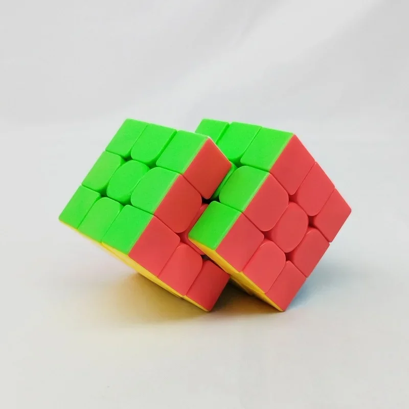 Double 3x3 Conjoined Magic Cube Black Stickers Speed Cube Puzzle Kids Boys Gift Colorful Bandaged Magic Toys Brain Teasers