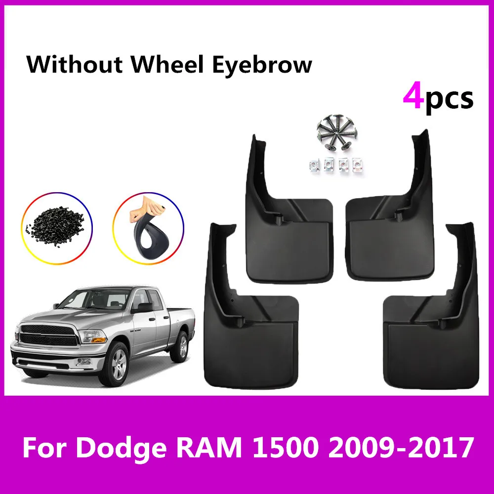 

4Pcs/Set Splash Guards Mud Flaps Mud Fender Mudguard Flares Flap Splash Mud Without Wheel Eyebrow For Dodge RAM 1500 2009-2017