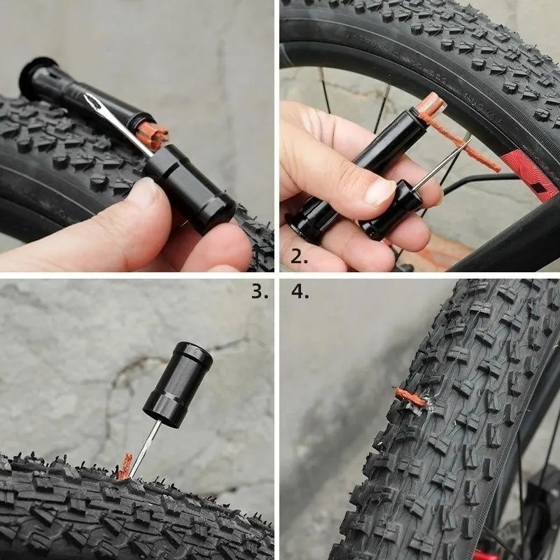 Original Tubeless Bicycle Repair Tool Tire Repair Tool Drill Puncture for Urgent Glue Free Repair Optional Rubber Stripe