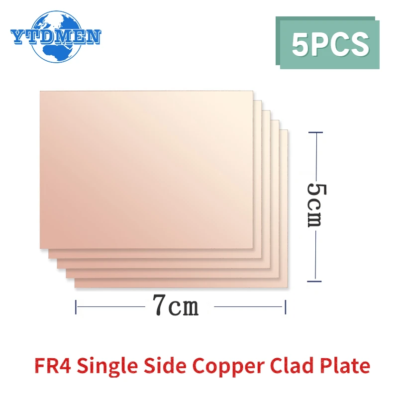 5PCS FR4 PCB 5x7cm Single Side Copper Clad Plate Diy Pcb Kit Laminate Circuit Board 5*7cm