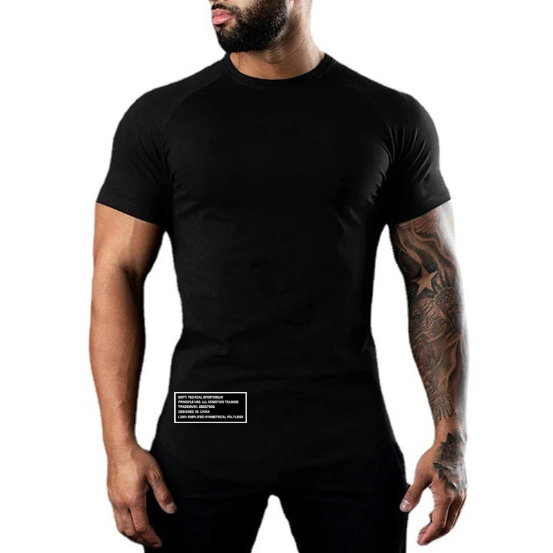 Gym Bodybuilding Muskel Sport Jogging Shirts Sommer Baumwolle Atmungsaktive Kurzarm Kleidung Herren Casual Fitness Workout T-Shirts