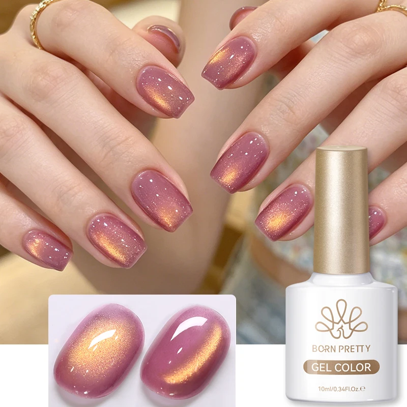 

BORN PRETTY 10ml Scarlet Jade Colored Cat Magnetic Gel Nail Polish Rose Gold Light Soak Off UV Gel Nail Art Supplies