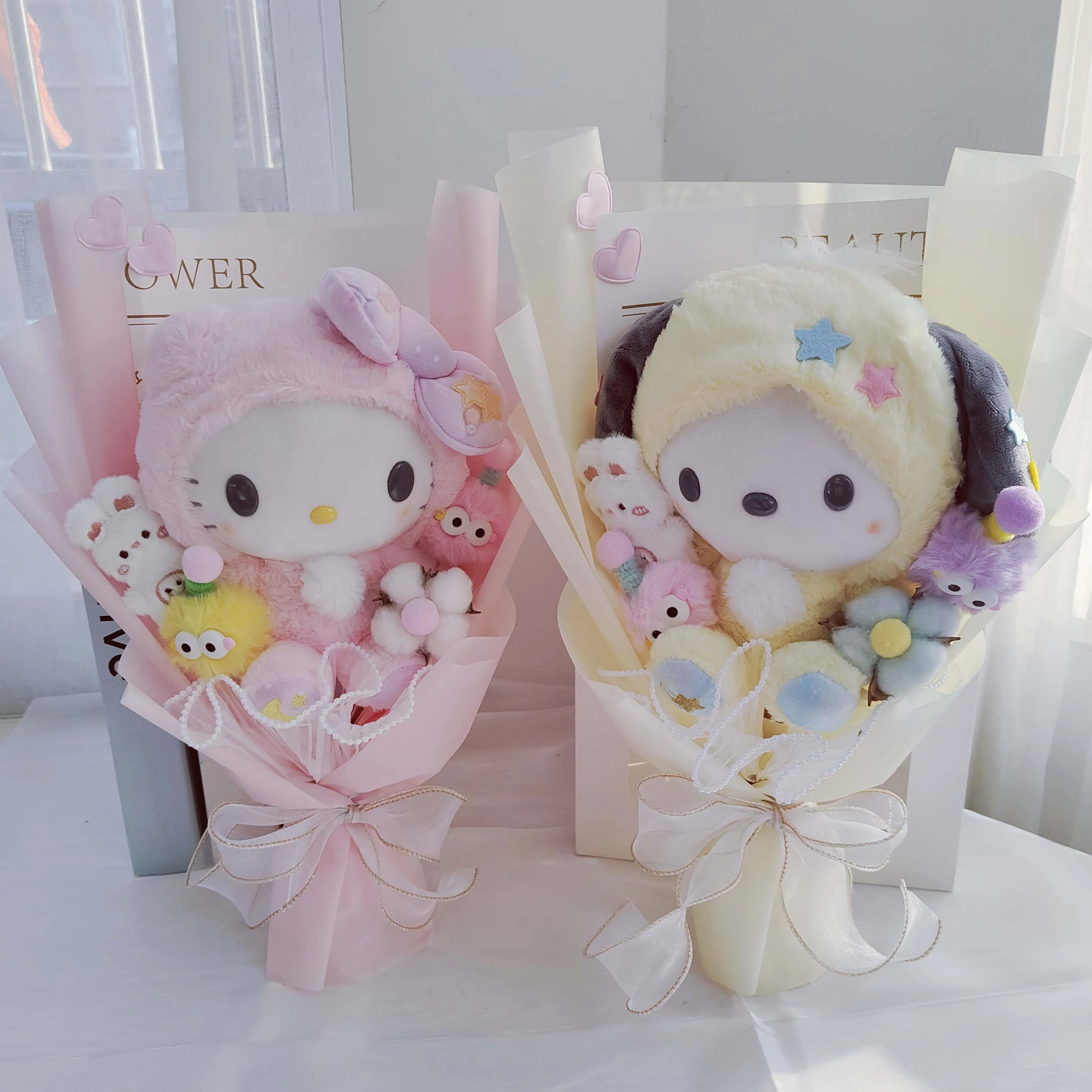 

New My Melody Kuromi Cinnamoroll Kt Cat Plush Doll Toy Sanrio Bouquet Gift Box Valentine's Day Christmas Graduation Gifts