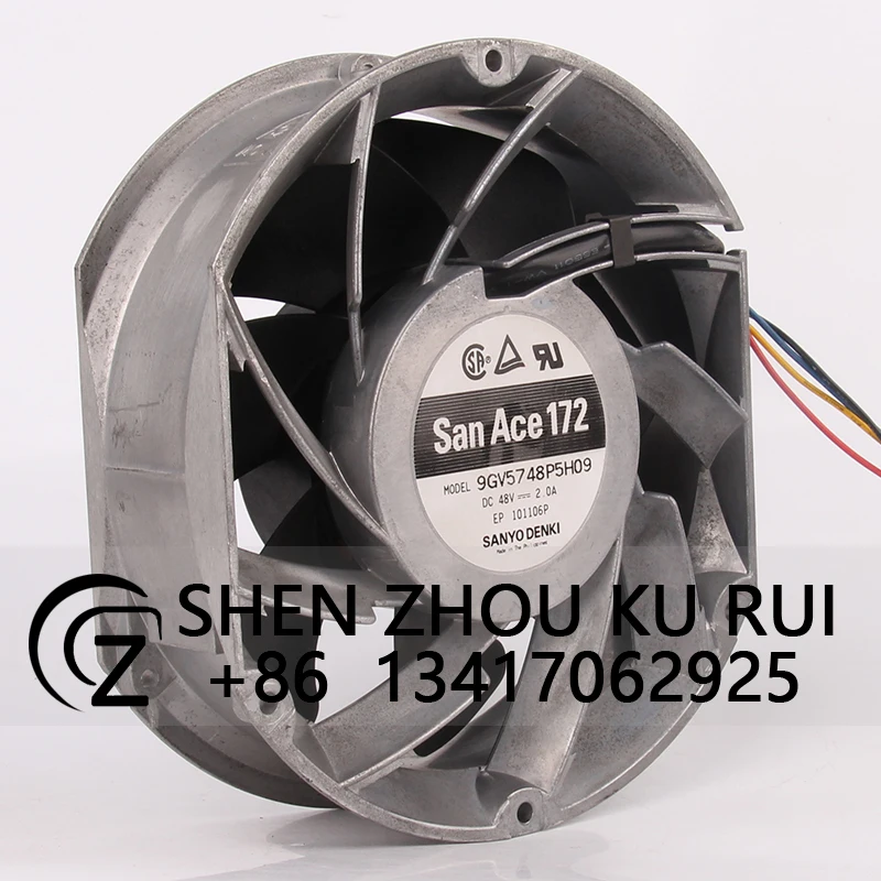 9GV5748P5H09 Case Cooling Fan for SANYO DC48V 2.0A 172X172X51MM 17CM 17251 Large Air Volume PWM Industrial Metal Axial Flow