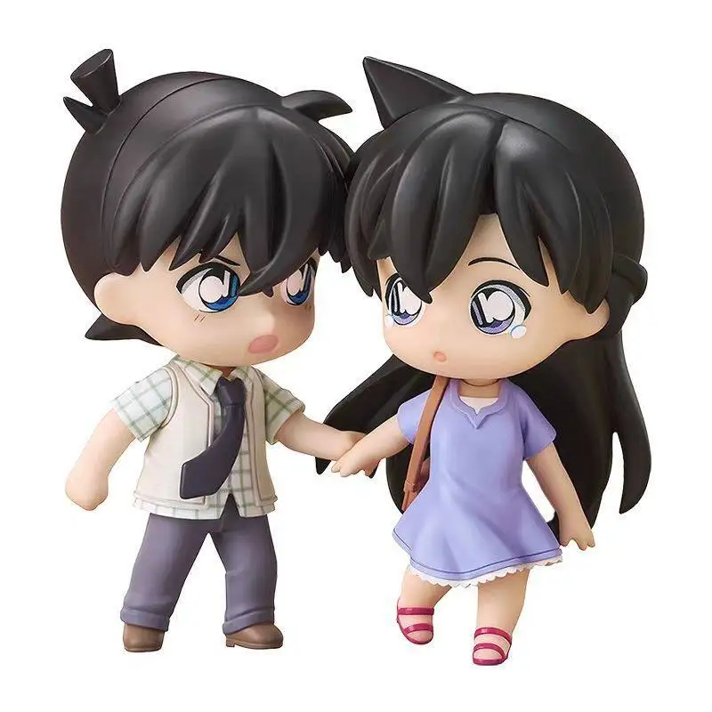 Detective Conan Chibi Shinichi Kudo Ran Mouri Nendoroid Bewegliche Figur mit Austauschbarem Gesicht Desktop-Deko Sammlerstück Geschenk