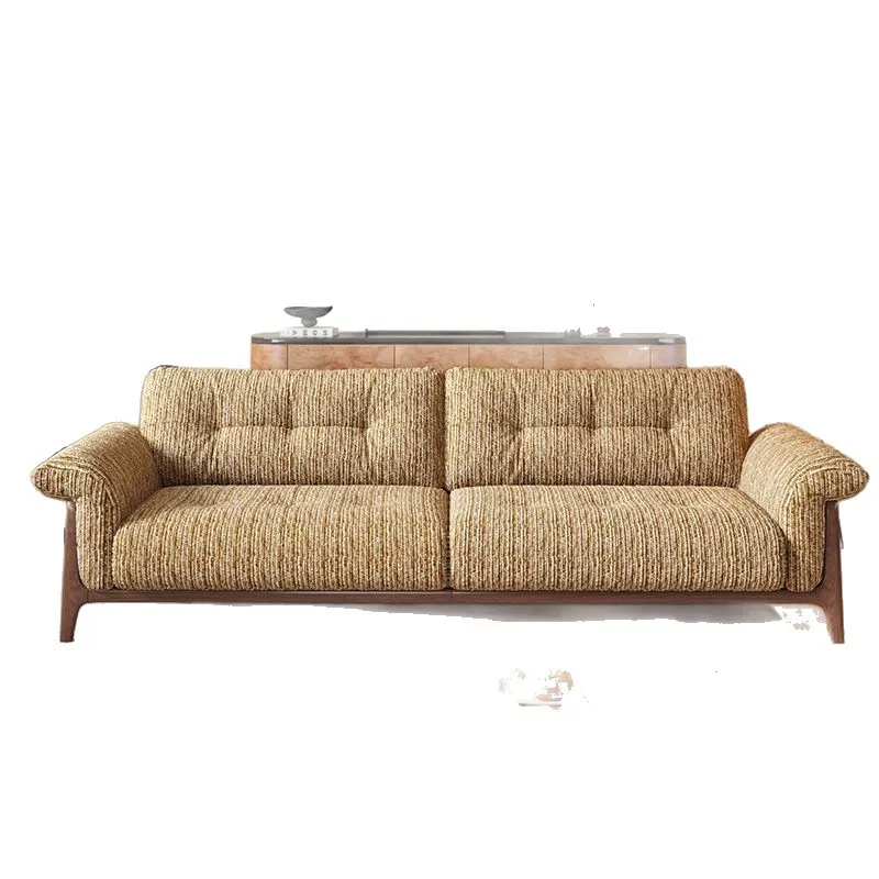 Fully removable and washable medieval sub-cotton and linen striped fabric sofa, straight row living room small apartment
