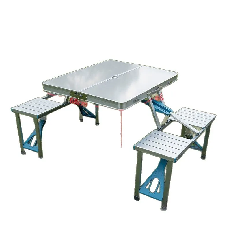 Outdoor folding tables and chairs Portable multi-functional stall table Aluminum alloy one-piece picnic table