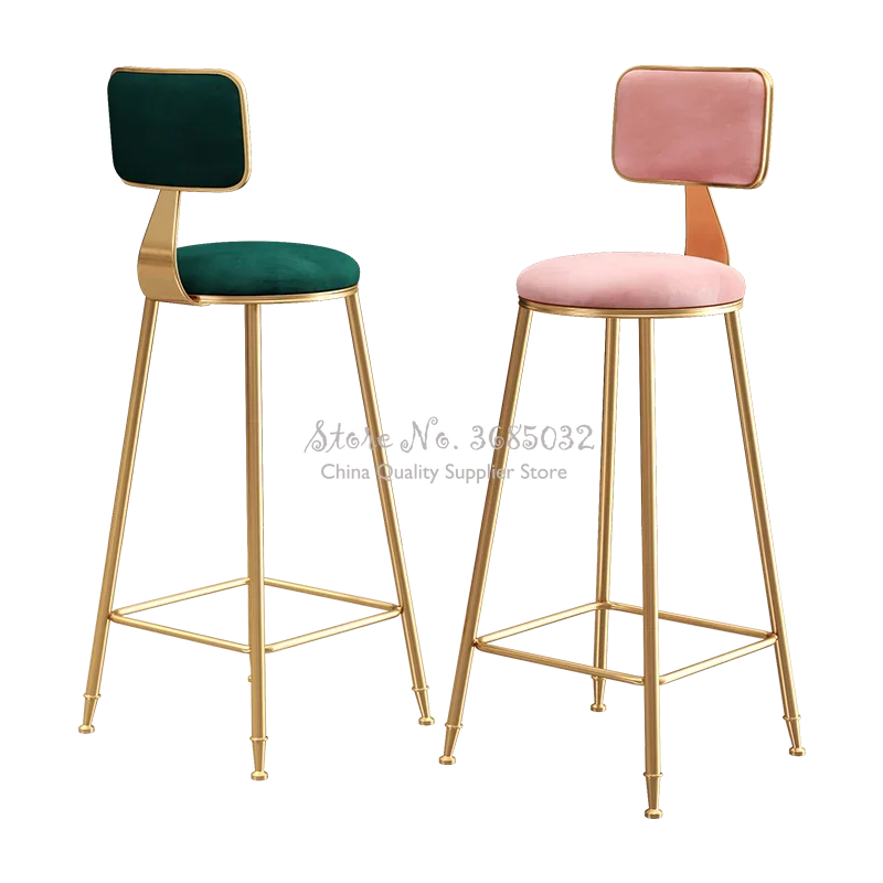 

Creative Nordic Golden Leg Bar Stool,High Café Chair with Backrest,Assembled Multicolor Shop Chairs,Lightweight Picnic Blanket
