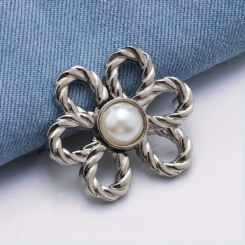 2pairs Waist Metal Flower Adjustable Tighten Invisibility Decoration Couple Buckles Pants Skirts Size Change From Large To Small