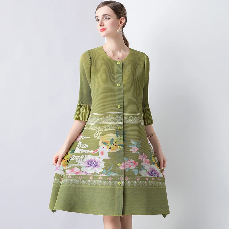 2025 봄 여름 기질 카디건 드레스 루즈핏 슬리밍 웨스턴 스타일 나이를 잊게 하는 프랑스 프린트 분위기