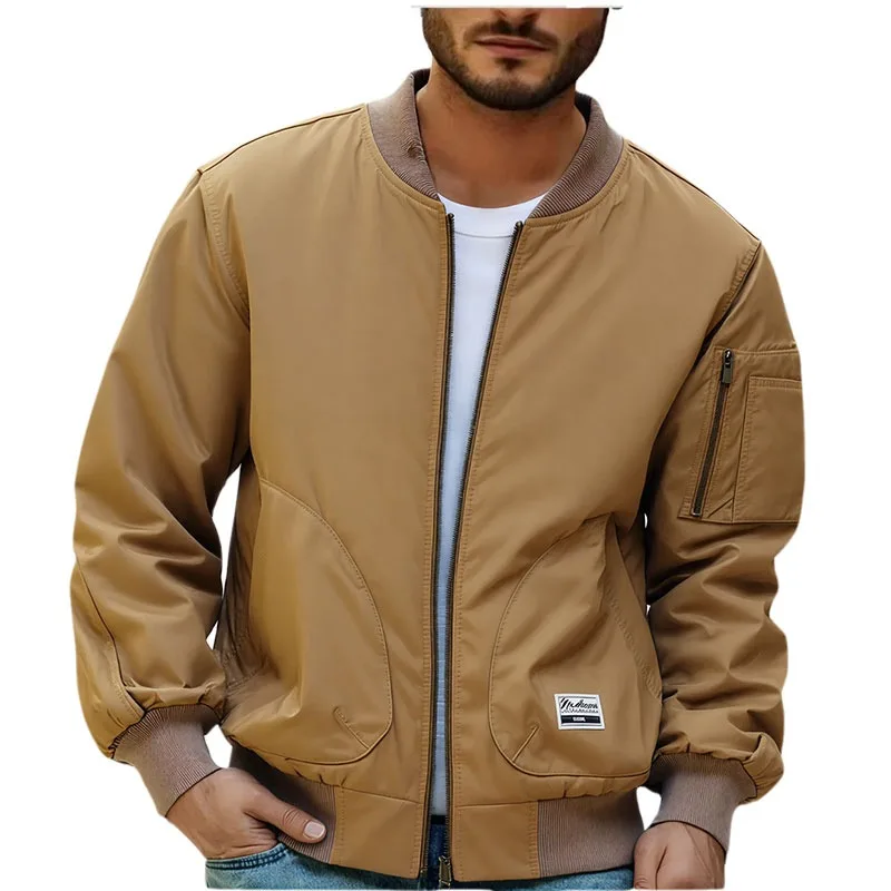 Men's American Bomber Cotton Jackets Multi-Pocket Slim Fit Baseball Coat Hooded Zipper Windproof Retro Workwear Coats Men