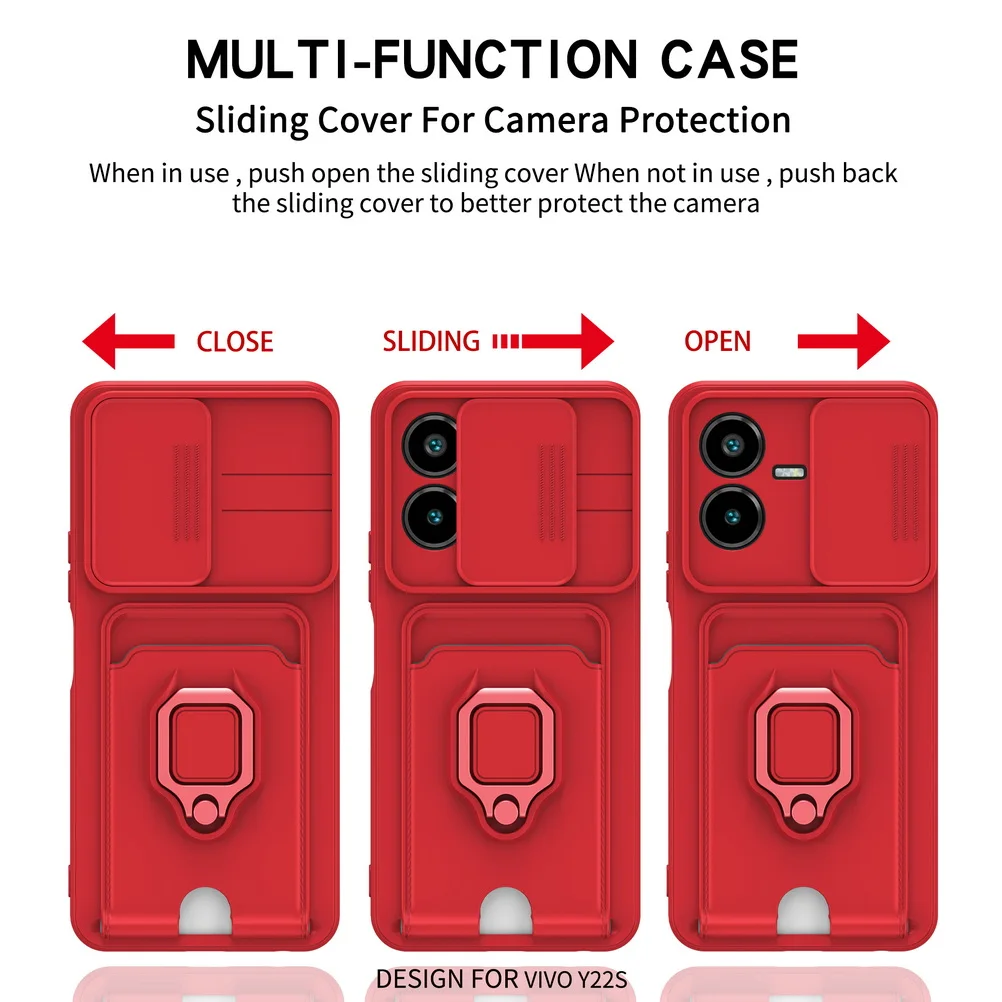 Card Metal Ring Holder case For VIVO Y22 Y22S Y16 Y35 Y02S Y52S Y31S Y31 Y51 Y51A Y20 Y20S Protect shield cover fundas